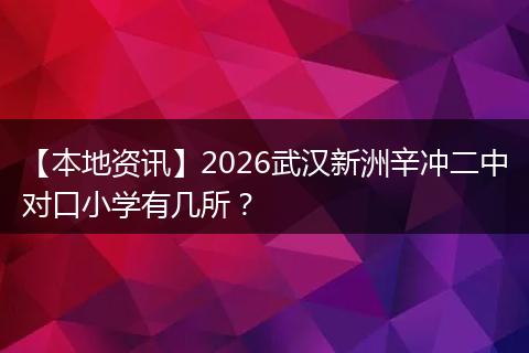 【本地资讯】2026武汉新洲辛冲二中对口小学有几所？