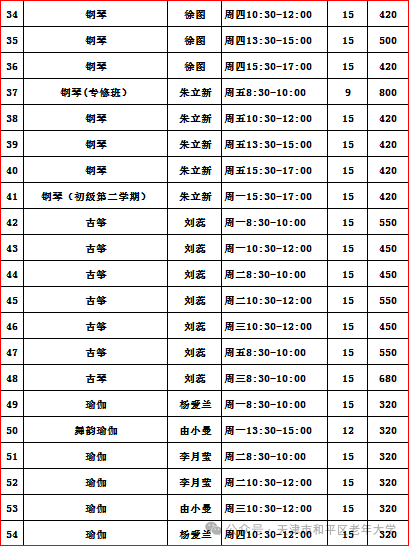 【本地资讯】天津市和平区老年大学2026年秋季班课程表一览