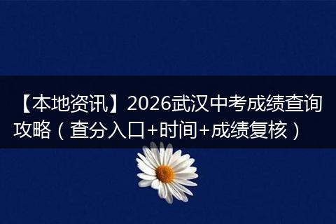 【本地资讯】2026武汉中考成绩查询攻略（查分入口+时间+成绩复核）